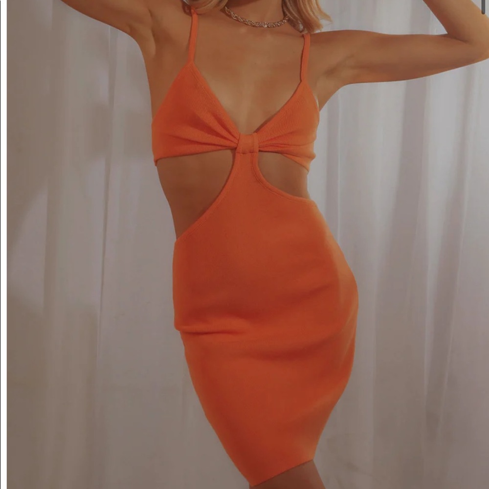 pepper mayo knit cut out dress